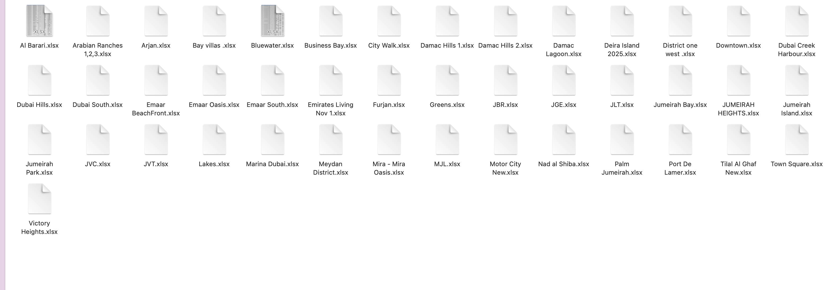 Dubai Property Excel Files